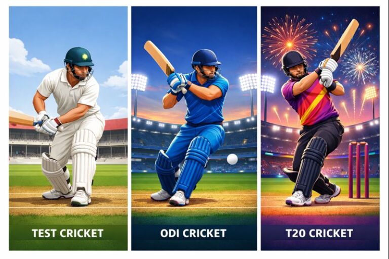 Test cricket, ODI cricket, and T20 cricket